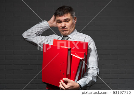 Very busy businessman closeup portrait, posing Very busy businessman closeup portrait, posing 63197750