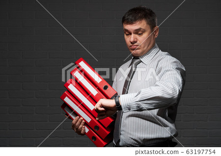 Very busy businessman closeup portrait, posing Very busy businessman closeup portrait, posing 63197754