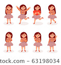 Set of girl characters. 63198034
