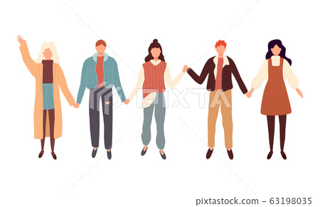 Men and women holding hands.  63198035