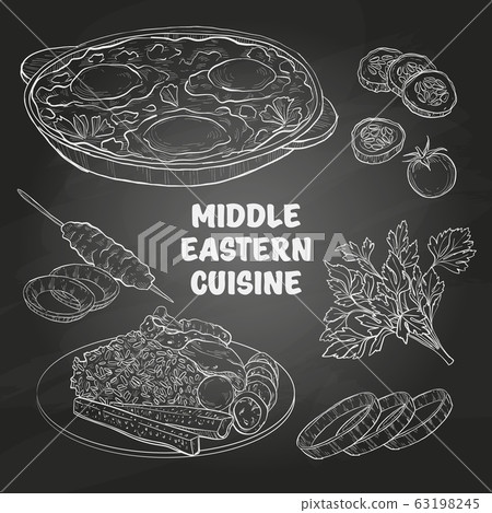 Middle Eastern cuisine, arabian dishes. 63198245