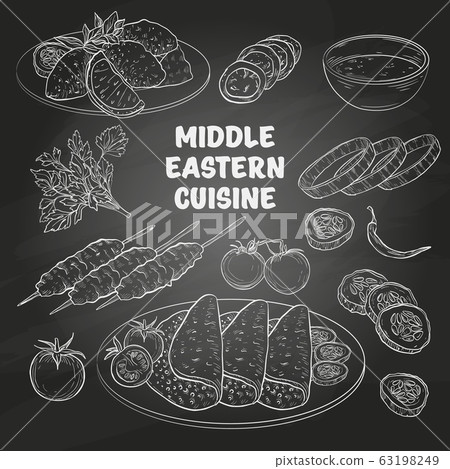 Middle Eastern cuisine, arabian dishes. Middle Eastern cuisine, arabian dishes. 63198249