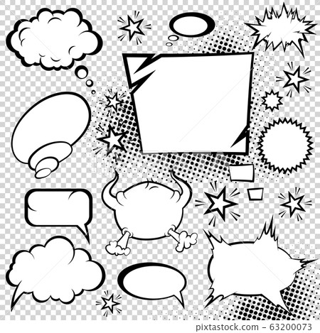 Comic style speech bubbles collection. Funny design vector items illustration. Icons in Pop art style on halftone background 63200073