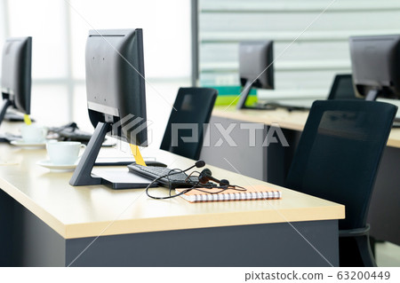 Chairs computers and headset call center in modern 63200449