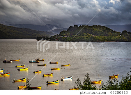 Piojo bay landscape. Niebla, Region Los Rios Chile 63200513