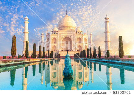 Famous Taj Mahal complex, beautiful view, Agra, Famous Taj Mahal complex, beautiful view, Agra, 63200761