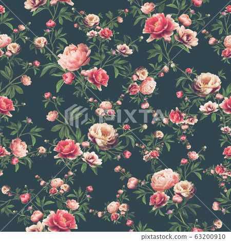 Floral pattern on a dark blue background Floral pattern on a dark blue background 63200910