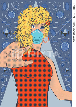 Pop art woman in medical mask 63201069