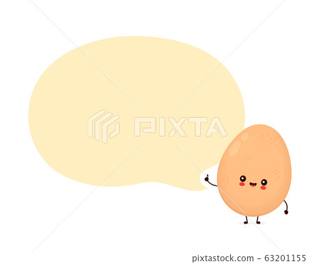 Cute happy chicken egg with speech bubble 63201155