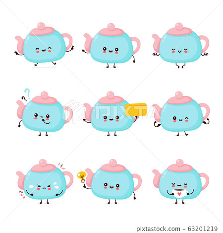 Cute happy smiling teapot set collection Cute happy smiling teapot set collection 63201219
