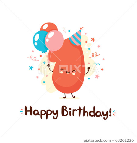 Cute one number with balloons in festive hat Cute one number with balloons in festive hat 63201220