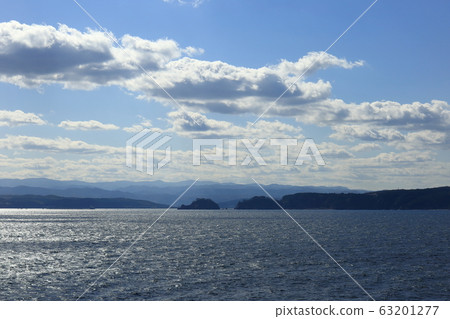 Iwate Kuji Ushijima floating in Kuji Bay 63201277