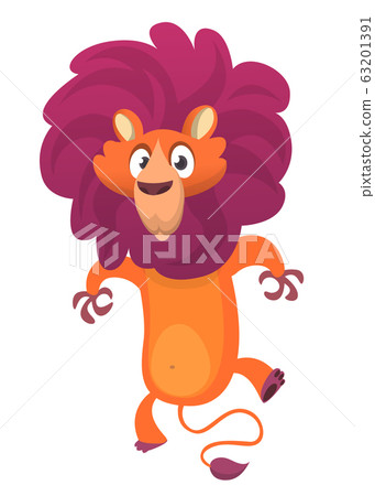 Happy funny cartoon lion. Vector character... - Stock Illustration  [63201391] - PIXTA