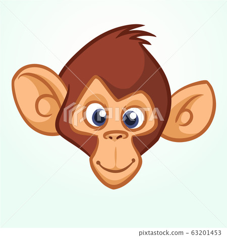 Happy cartoon monkey head. Vector illustration 63201453