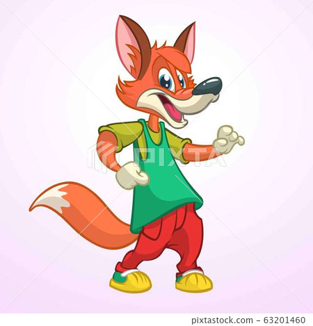 Cartoon pretty fox dancing. Vector illustration Cartoon pretty fox dancing. Vector illustration 63201460