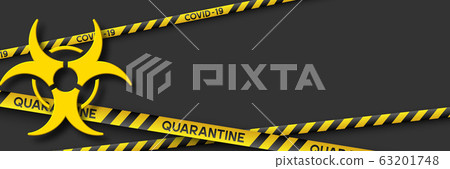 Coronavirus quarantine banner with stripes. 63201748