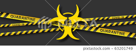 Coronavirus quarantine banner with stripes. 63201749