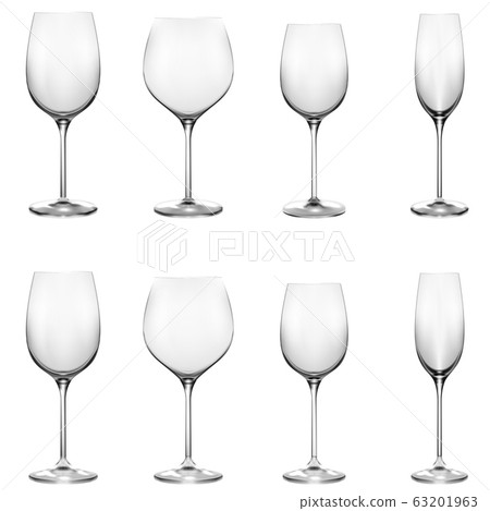 Realistic glass cups empty transparent champagne Vector Image