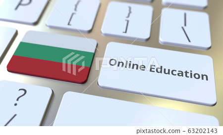 Online Education text and flag of Bulgaria on the buttons on the computer keyboard. Modern professional training related conceptual 3D rendering Online Education text and flag of Bulgaria on the buttons on the computer keyboard. Modern professional training related conceptual 3D rendering 63202143