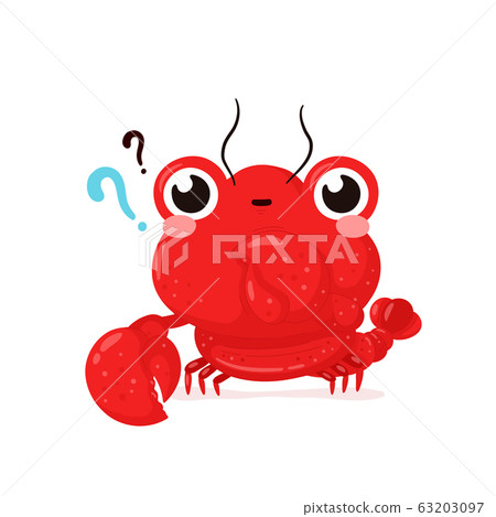 Cute happy smiling lobster with question marks 63203097