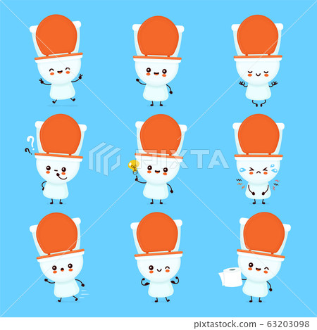 Cute happy smiling toilet bowl set collection Cute happy smiling toilet bowl set collection 63203098