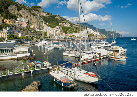 Amalfi old town and harbor panorama Amalfi old town and harbor panorama 63203283