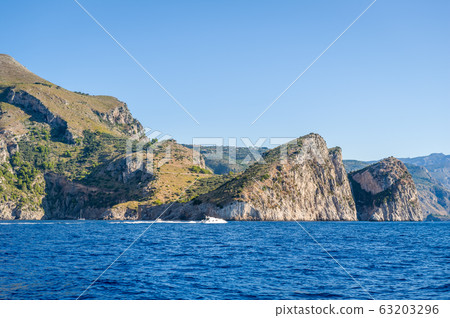 Amalfi coast shores from the water Amalfi coast shores from the water 63203296