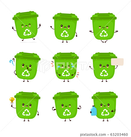 Cute happy smiling trash bin set collection Cute happy smiling trash bin set collection 63203460