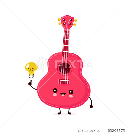 Cute happy smiling ukulele guitar Cute happy smiling ukulele guitar 63203575