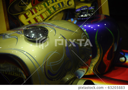 Motorcycle fuel tank. Some of the designs are designed by the owner himself. 63203883