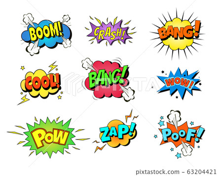 Collection Multicolored Comic Sound Effects Stock Illustration 63204421 Pixta