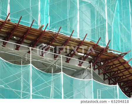 Catch platform or other construction projection from the face of a building. It is protect individuals and property from falling debris during construction.  63204818