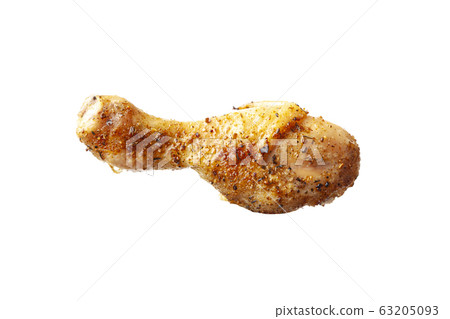 Baked chicken leg isolated on white background Baked chicken leg isolated on white background 63205093