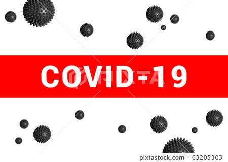 Bright red headline with inscription COVID-19 on Bright red headline with inscription COVID-19 on 63205303