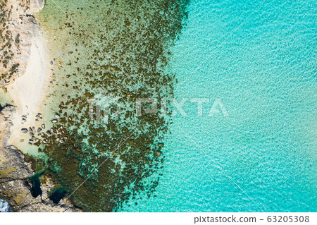 Aerial drone photo - The famous Blue Lagoon in the Aerial drone photo - The famous Blue Lagoon in the 63205308
