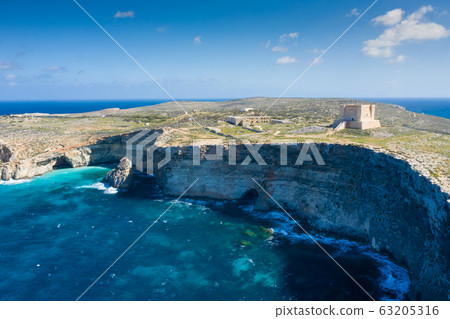 Aerial drone photo - The famous Blue Lagoon in the 63205316