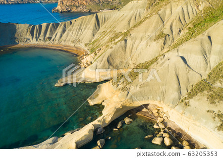 Aerial view of nature landscape of Ghajn Tuffieha Aerial view of nature landscape of Ghajn Tuffieha 63205353