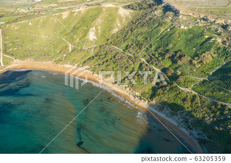 Aerial view of nature landscape of Ghajn Tuffieha 63205359