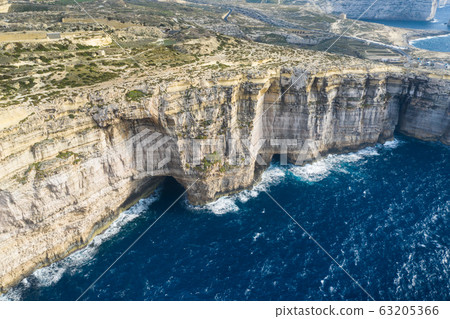 Aerial view of Sea Tunnel near Azure window. 63205366