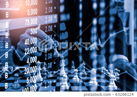 Chess game on chess board on stock market or forex 63206124