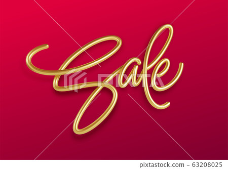 Sale golden lettering. Shopping promotion design. Realistic 3d illustration. Vector illustration Sale golden lettering. Shopping promotion design. Realistic 3d illustration. Vector illustration 63208025