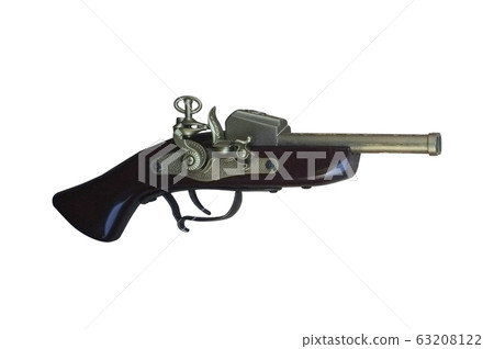 Old pistol on a white background 63208122