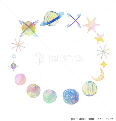 Universe stars frame watercolor illustration 63208976