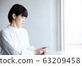 一個女人站在一家咖啡館 63209458