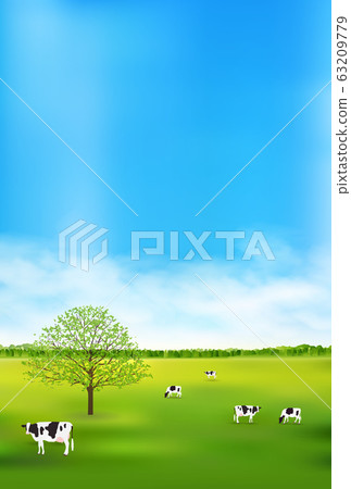 Cow ranch landscape background - Stock Illustration [63209779] - PIXTA