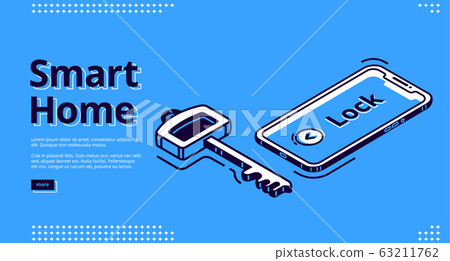 Landing page of smart home key, mobile phone icon Landing page of smart home key, mobile phone icon 63211762