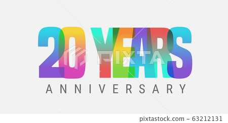 20 years anniversary vector icon, logo. Multicolor design element with modern style sign 63212131