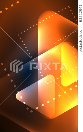 Glowing neon shiny transparent abstract geometric shapes with light effects. Techno futuristic vector abstract background For Wallpaper, Banner, Background, Card, Book Illustration, landing page 63212941
