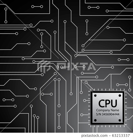 Cpu. Microprocessor. Microchip and Circuit board. 63213337