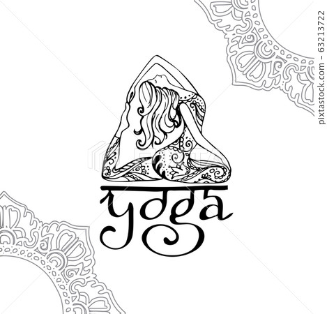 Ornament card with yoga hand drawn lettering . 63213722